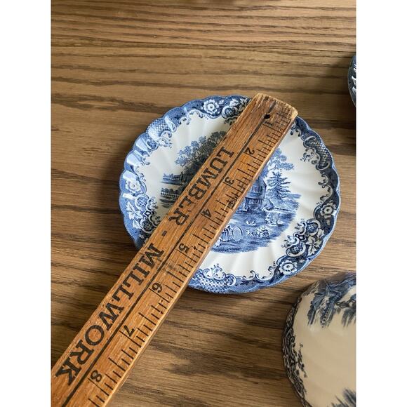 Vintage Staffordshire Heritage Hall Blue And White Ironstone Cups And Saucer - Picture 4 of 5